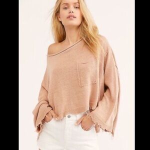 Free People Cozy Brown Knit Sweater